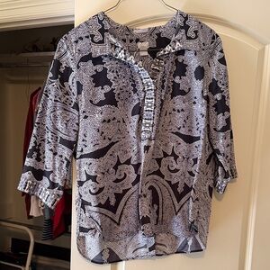 Chico's Black and White Paisley Blouse